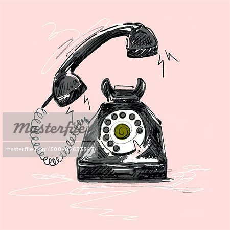 450x450 Illustration Of Old Fashioned Telephone - Old Telephone Sketch