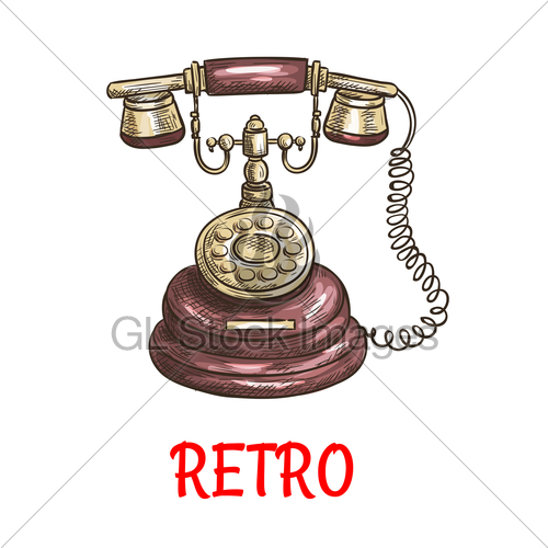 500x500 Old Vintage Retro Phone Color Sketch Gl Stock Images - Old Telephone Sketch