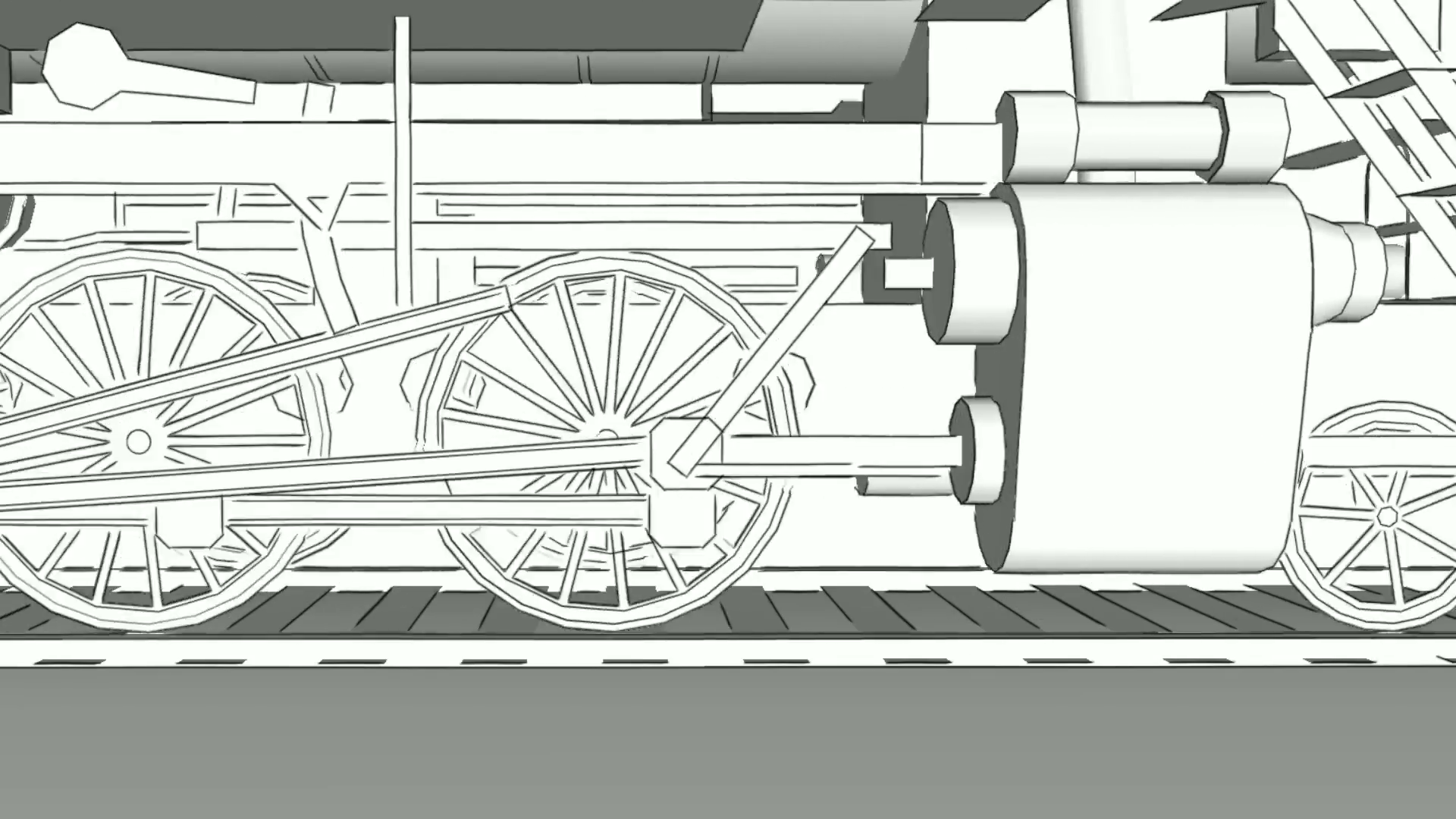 1920x1080 Close Up Of Old Steam Engine Locomotive Train With Freight - Old Train Sketch