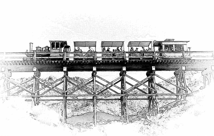 900x571 Old Train On A Trestle Photograph By Clarence Alford - Old Train Sketch