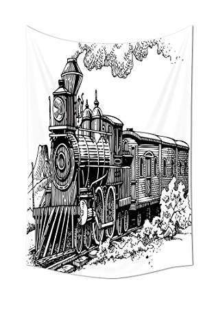 315x450 Steam Engine Tapestry Wall Hanging Rustic Old Train In - Old Train Sketch