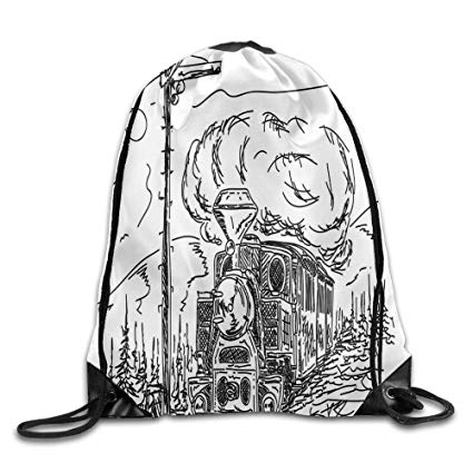 425x425 Weiding Black And White Old Train On Railroad Sketch - Old Train Sketch