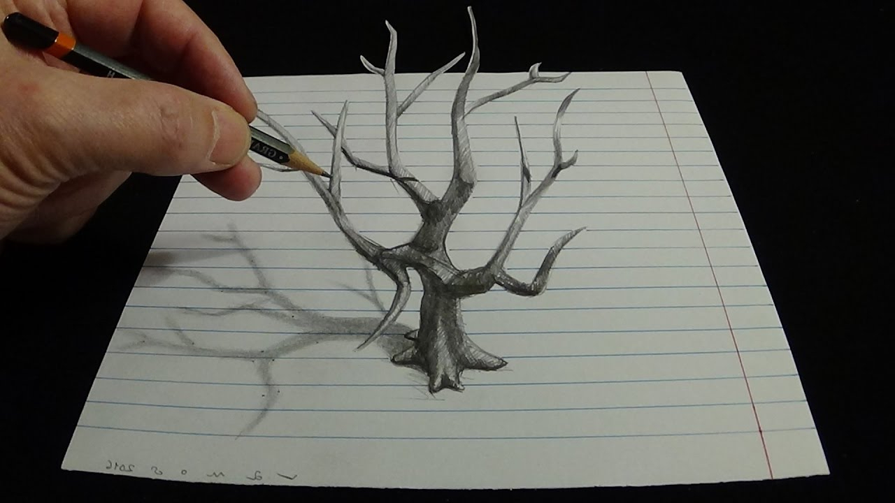 1280x720 Pencil Drawings Creative Creative 3d Pencil Drawings Art 3d - Old Tree Sketch