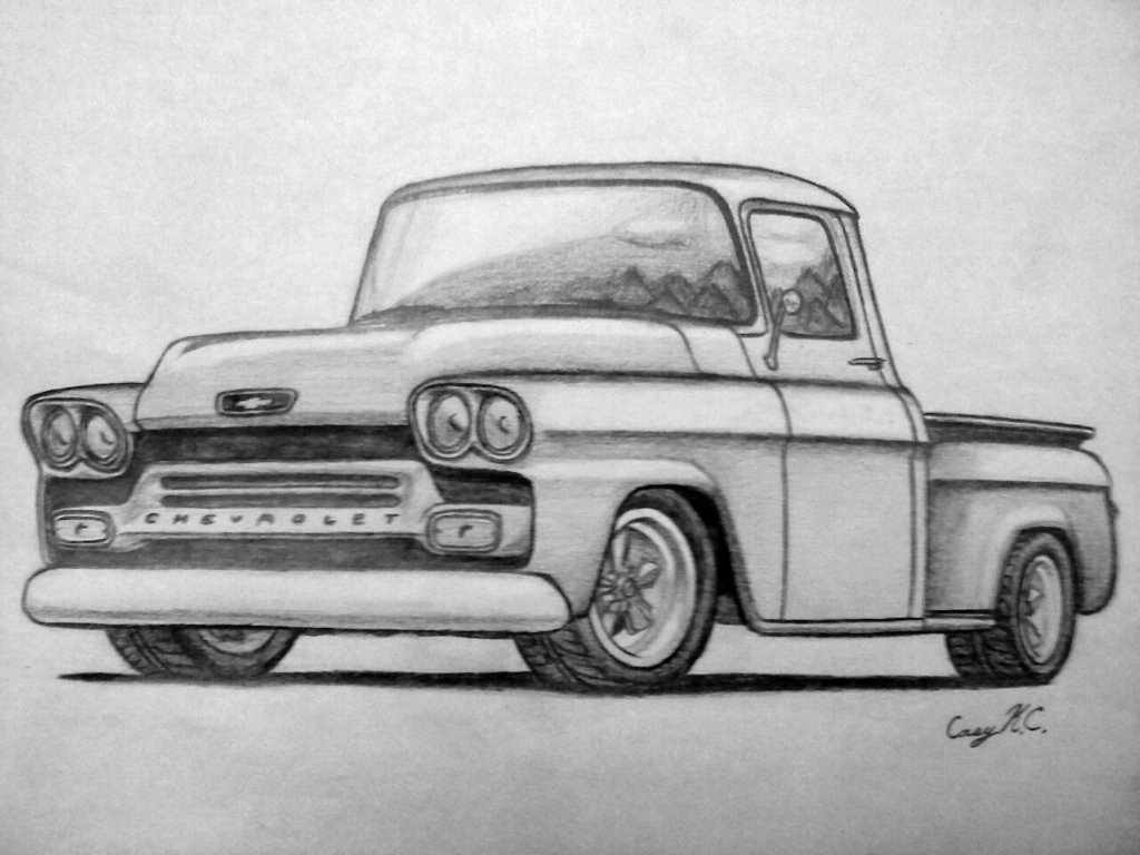 1024x768 Gallery Pencil Drawings Of Chevy Trucks, - Old Truck Sketch