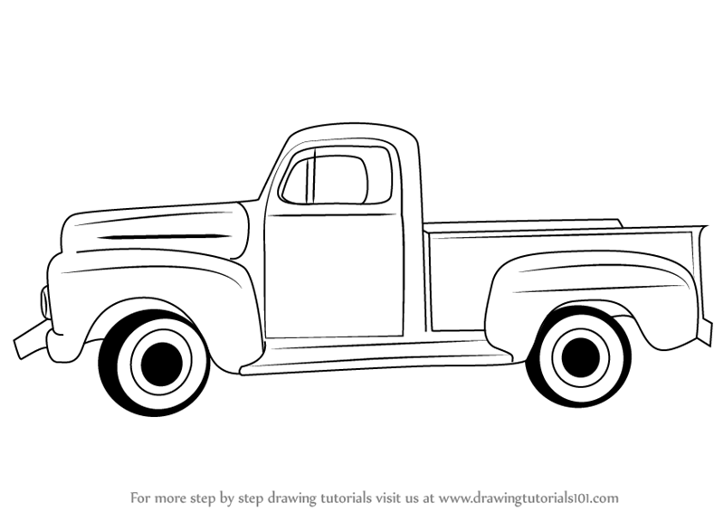 800x566 Learn How To Draw A Vintage Truck (Vintage) Step By Step Drawing - Old Truck Sketch