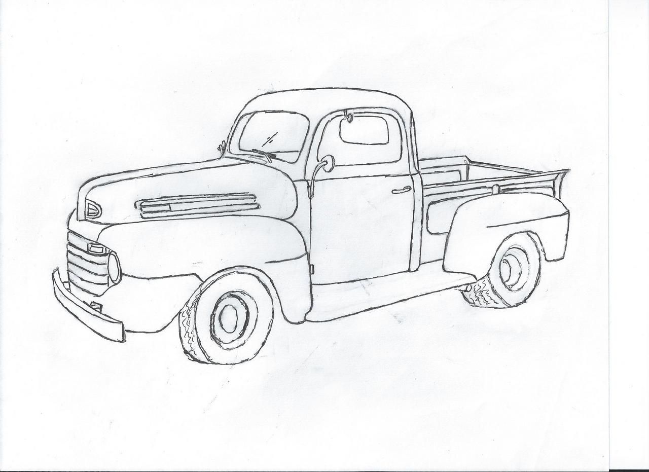 1280x931 A Drawing Of A 49 F1 - Old Truck Sketch