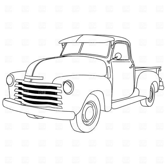 564x564 Old Trucks Coloring American Pick Up Truck Sketch Coloring - Old Truck Sketch