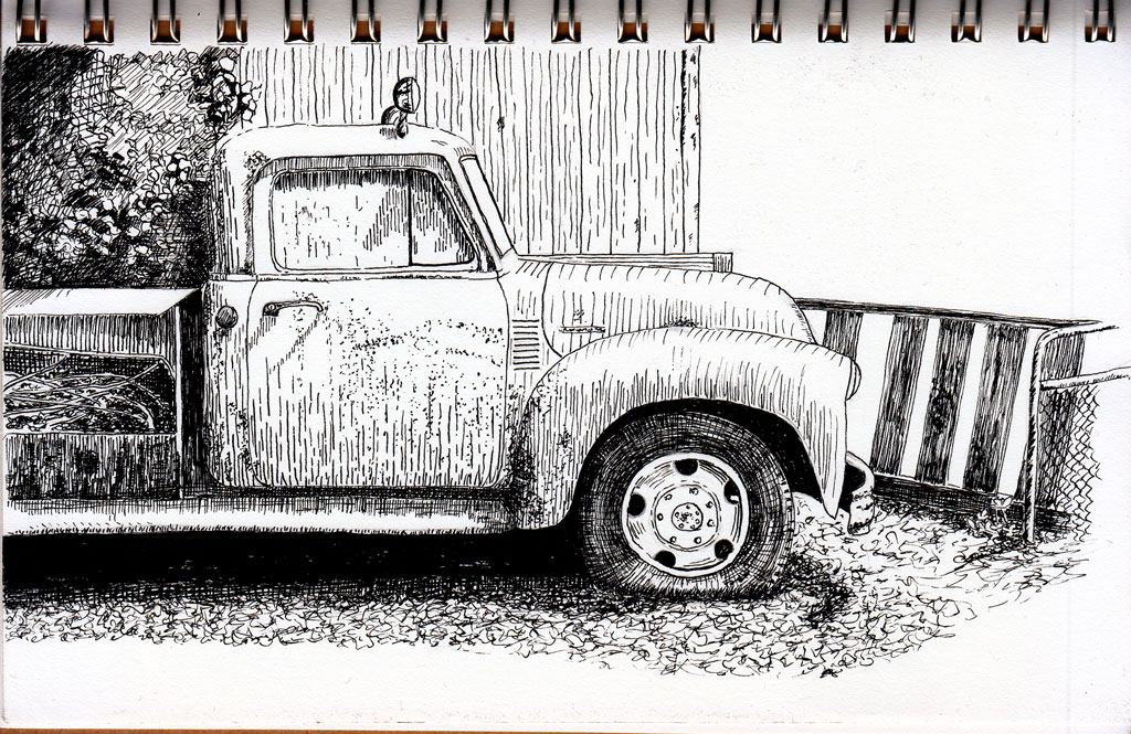 1024x665 Abandoned Truck Sketch - Old Truck Sketch