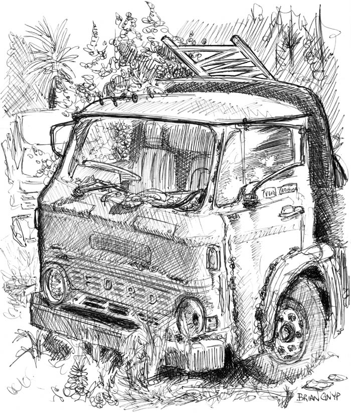 Sketchy Drawings Ford D Series - Old Truck Sketch. 