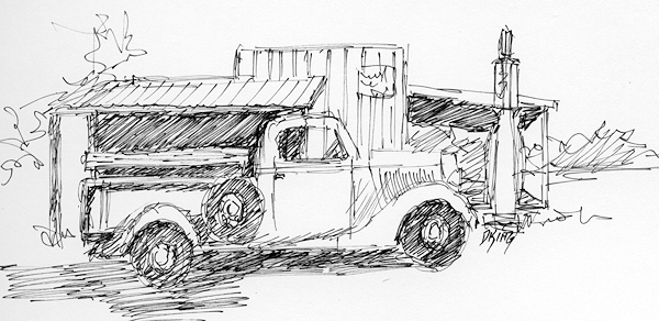 600x292 David King Studio January 2016 - Old Truck Sketch