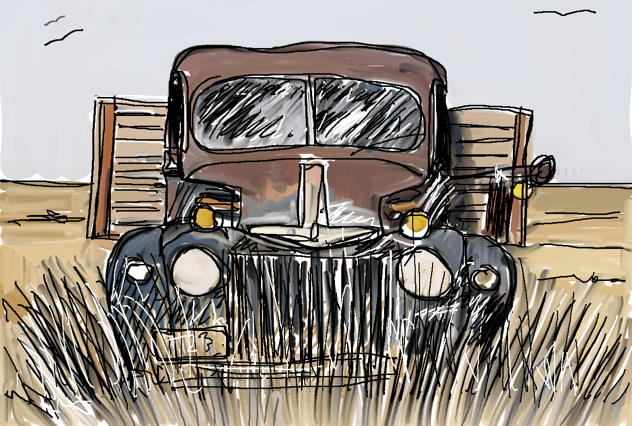 1300x878 Digital Drawing Of An Old Truck - Old Truck Sketch