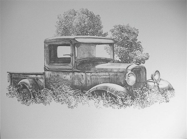 635x473 Drawn Truck Classic Truck - Old Truck Sketch
