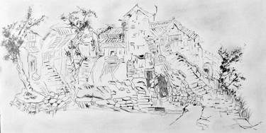 375x188 The Old Village Drawing By Clement Tsang Saatchi Art - Old Village Sketch