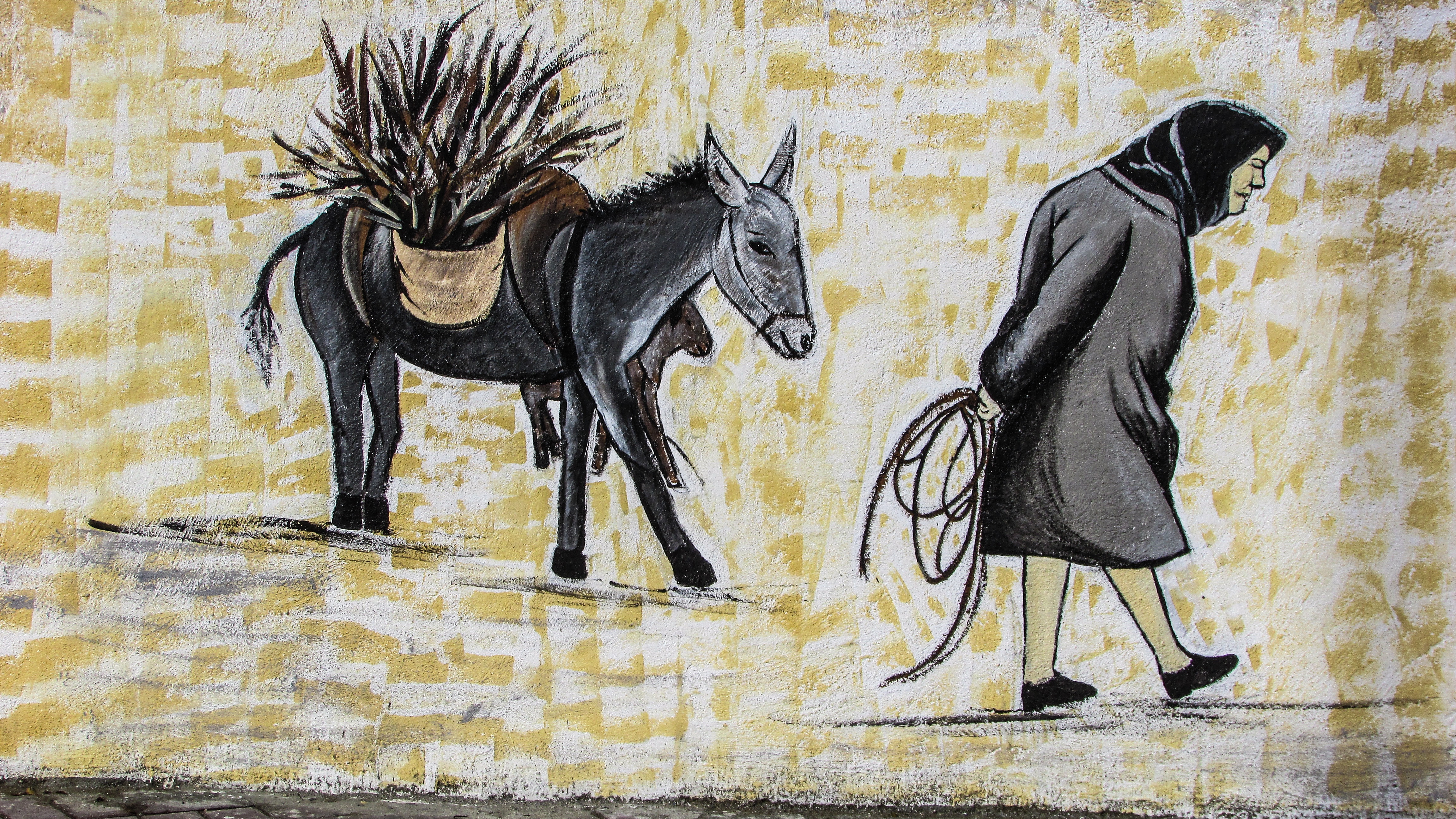 4608x2592 Free Images Rustic, Village, Graffiti, Painting, Old Woman - Old Village Sketch