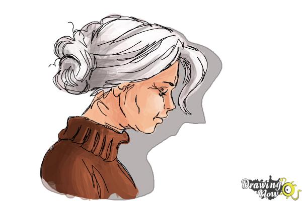 600x400 How To Draw An Old Woman - Old Woman Sketch