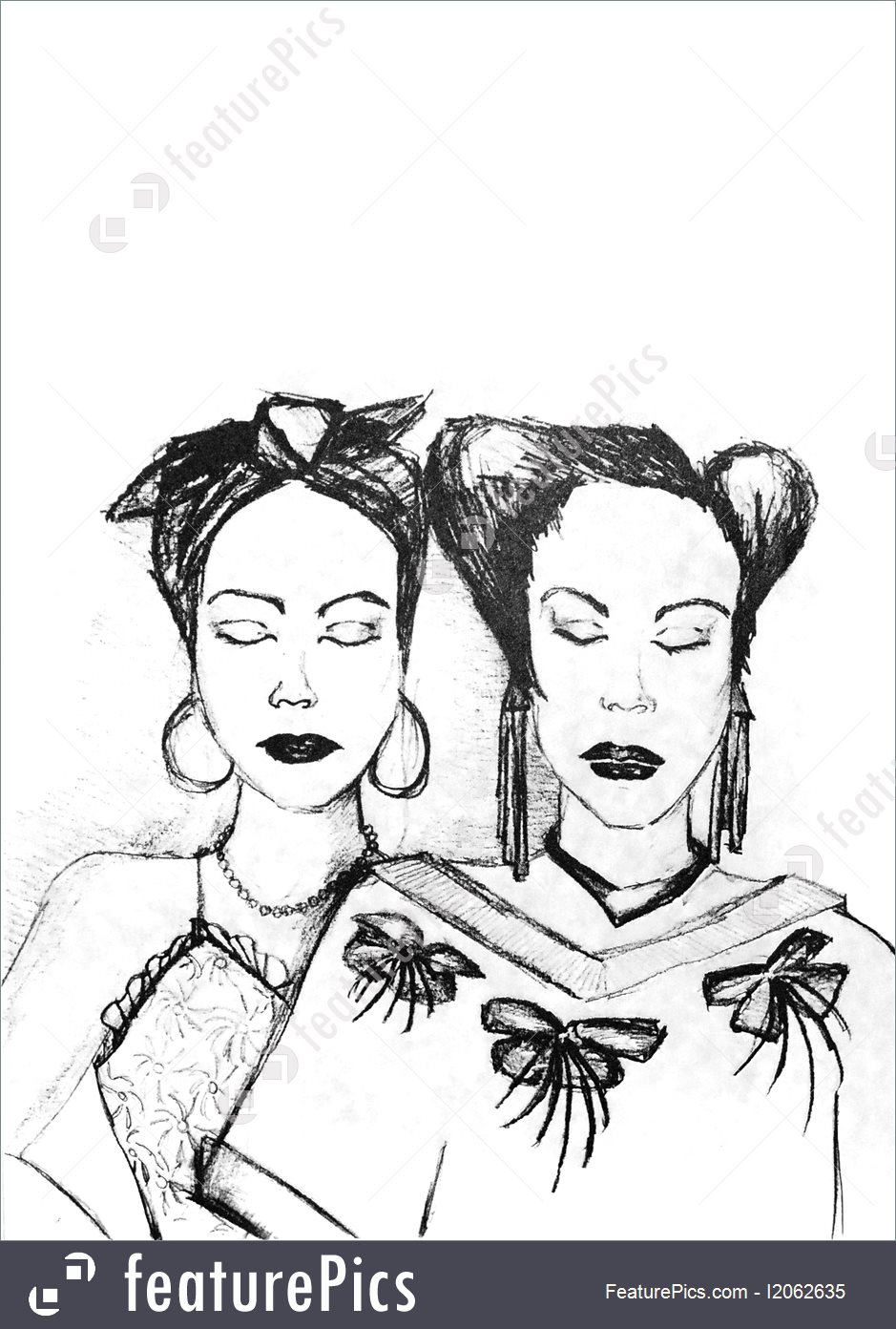 939x1392 Image Of Old Hand Drawing Of Two Woman - Old Woman Sketch