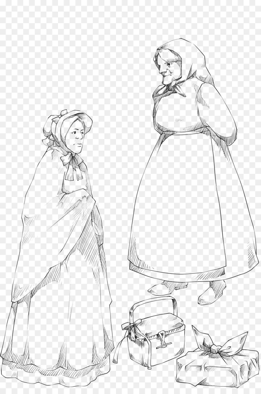 900x1360 Cartoon Drawing Sketch - Old Woman Sketch