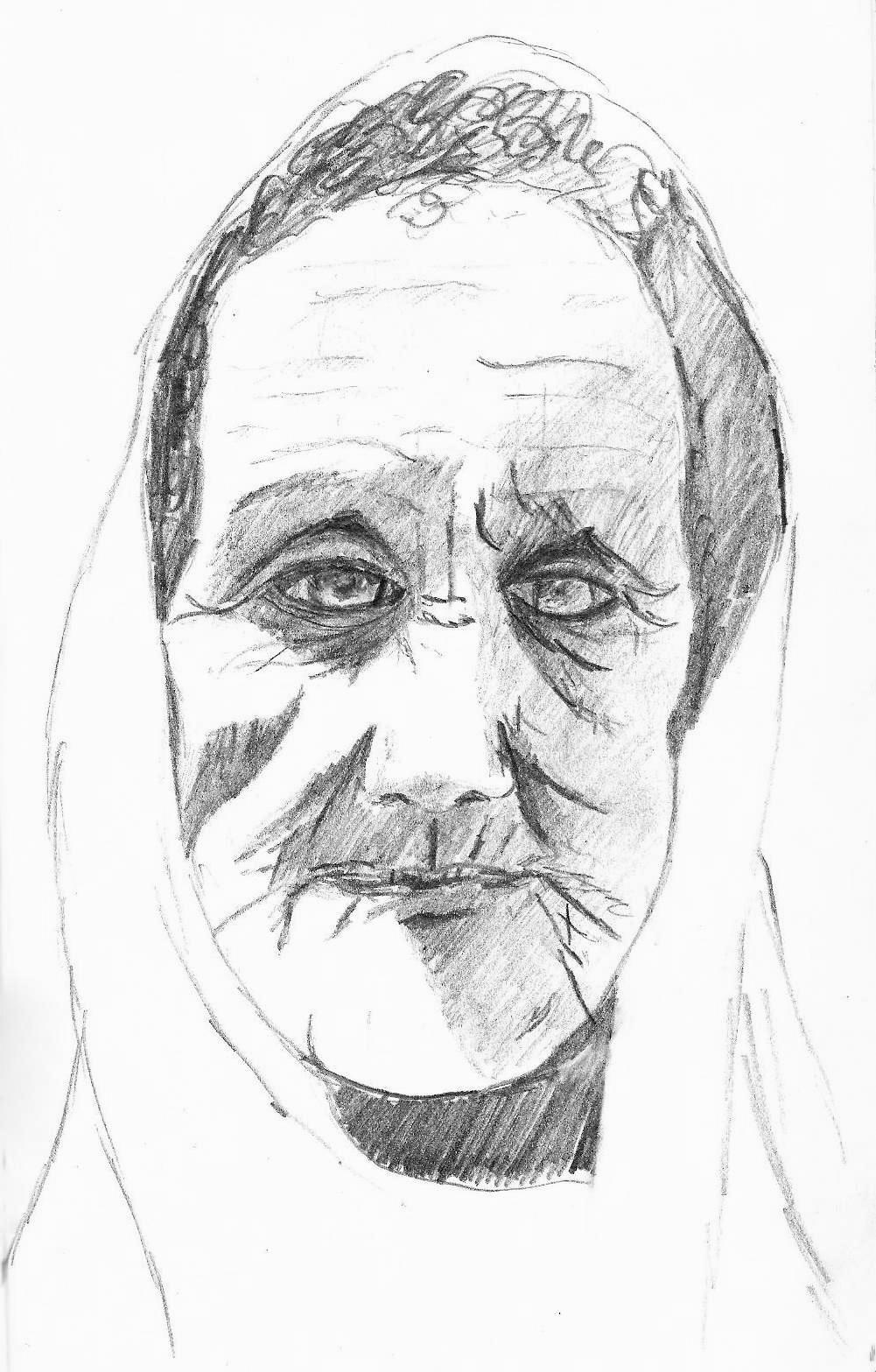 1001x1567 Day 254 Old Woman Making Made - Old Woman Sketch