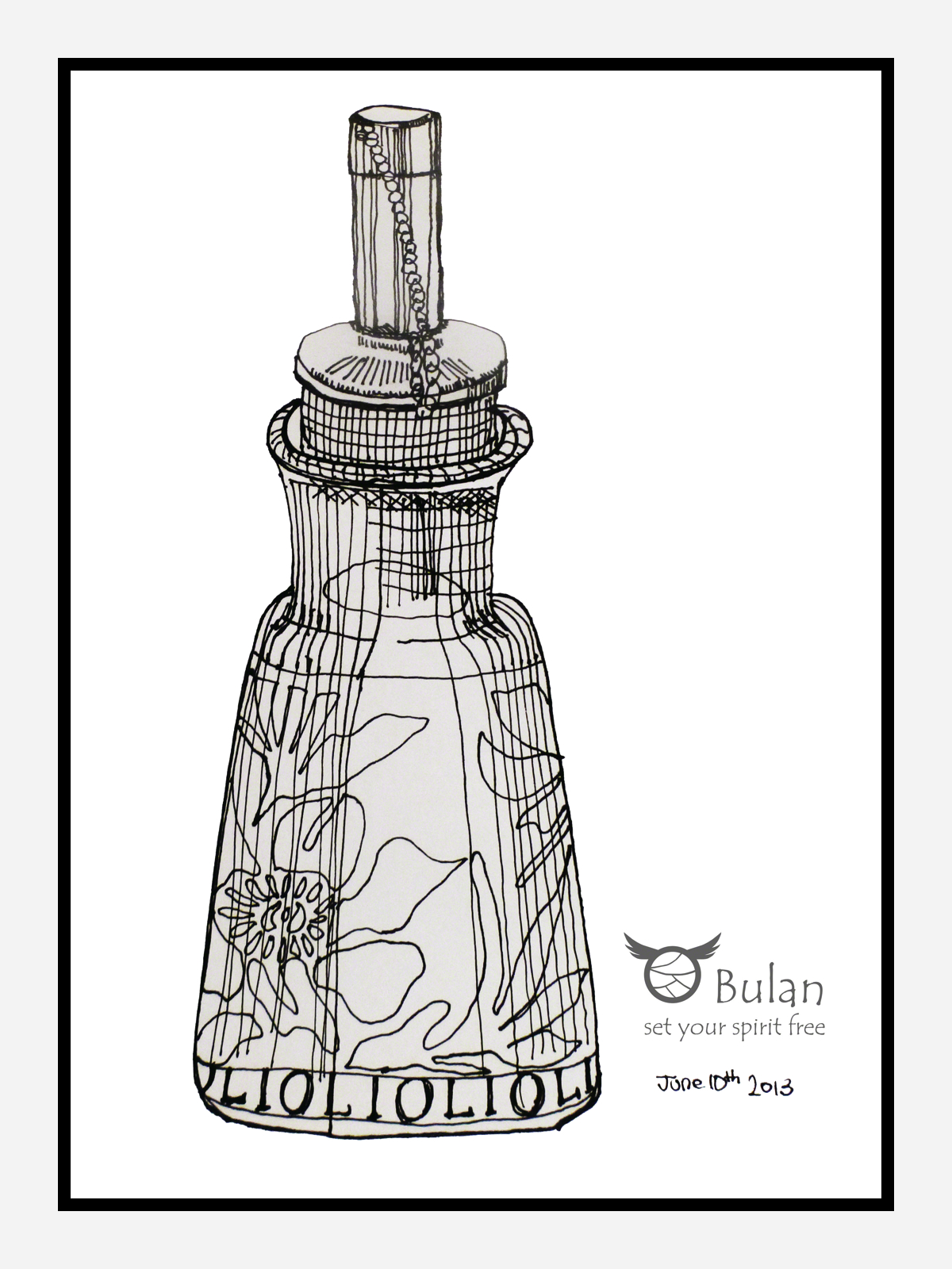 1200x1600 Sketch Of The Day No 51 Olive Oil Glass Bottle - Olive Oil Sketch