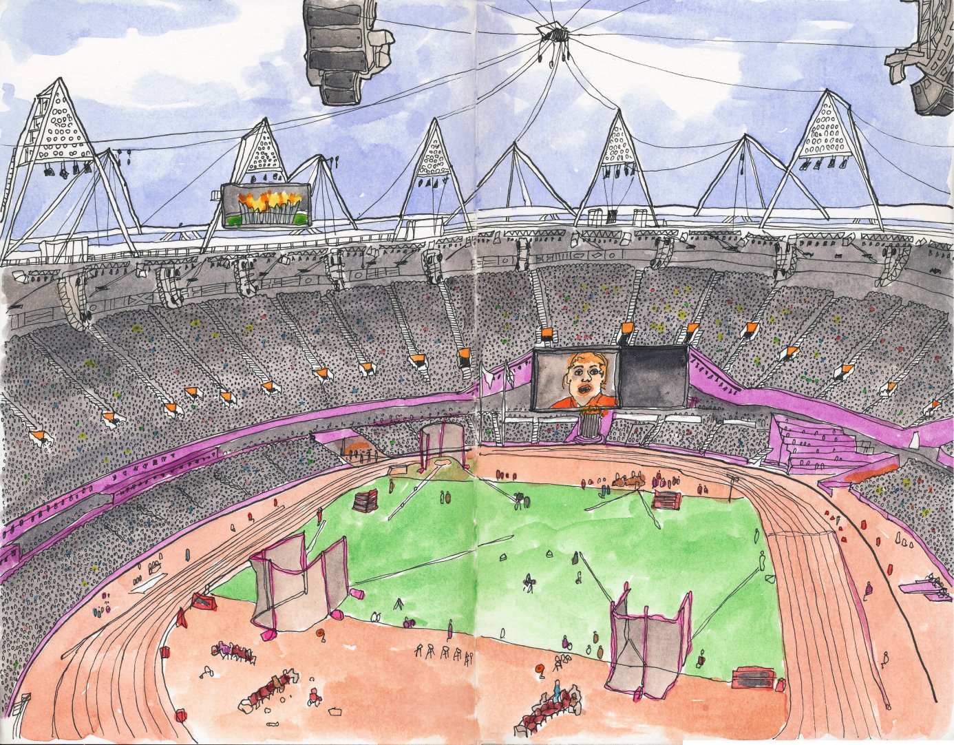 1386x1082 Olympic Stadium London 2012 Paralympics Matthew Midgley - Olympic Sketch
