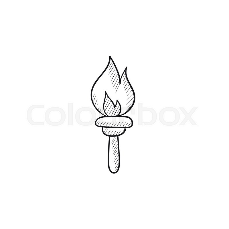 800x800 Burning Olympic Torch Vector Sketch Icon Isolated On Background - Olympic Sketch