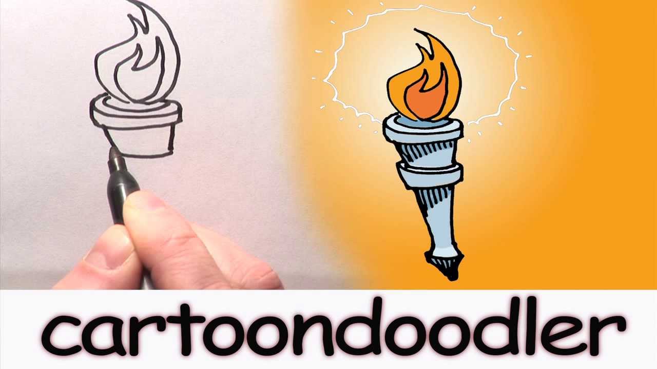 1280x720 How To Draw A Cartoon Olympic Torch - Olympic Torch Sketch
