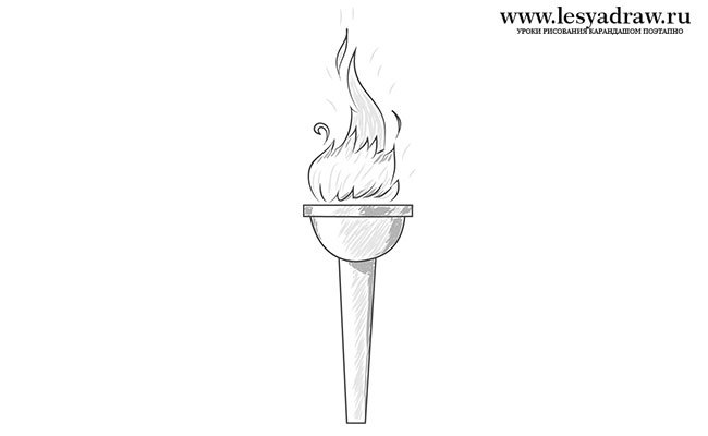 650x400 How To Draw Olympic Flame Step By Step - Olympic Torch Sketch