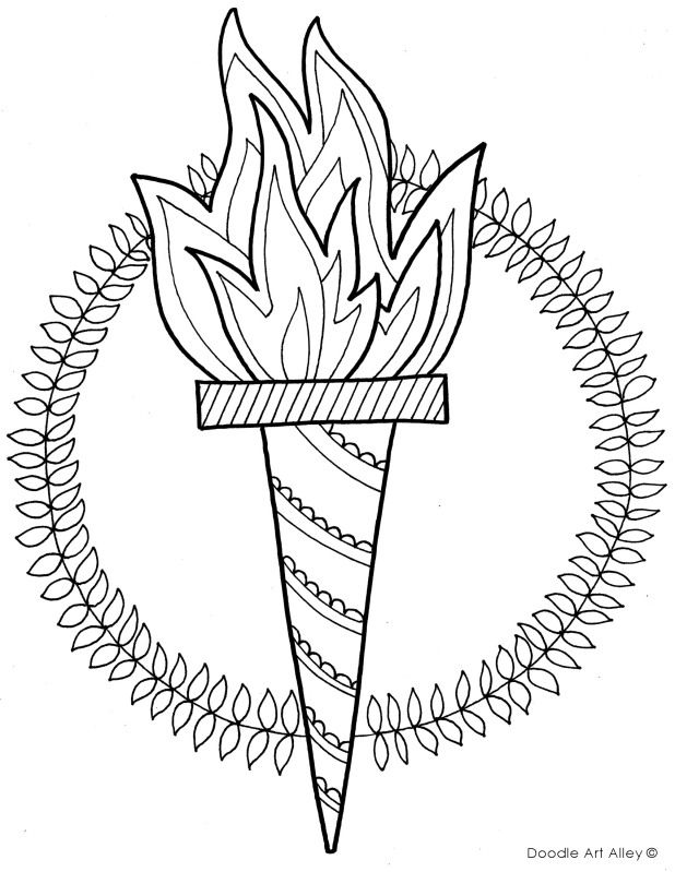618x799 Olympic Torch Coloring Page. - Olympic Torch Sketch