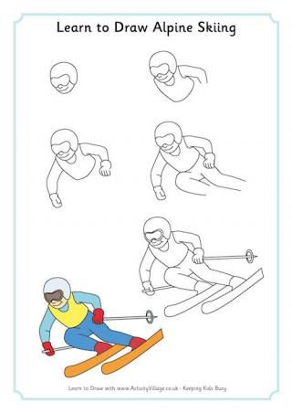 320x452 Learn To Draw Alpine Skiing Winter Olympic Crafts For Kids - Olympics Sketch