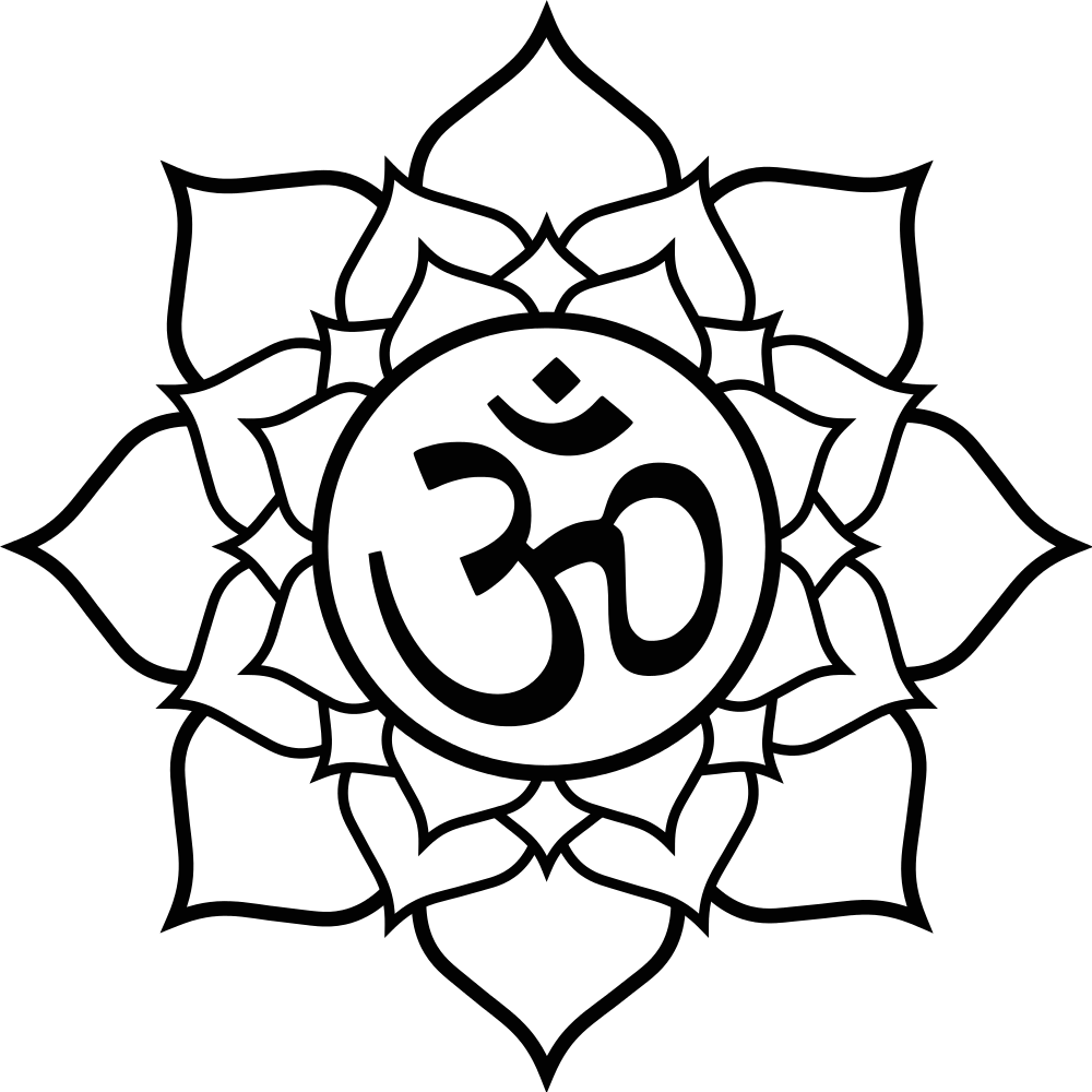 1000x1000 Religious Om Symbol Lotus Black Flower Tattoo Sketch - Om Sketch
