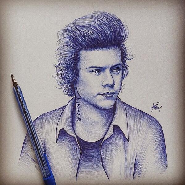600x600 Artistiq On Twitter Harry Pen Sketch - One Direction Sketch