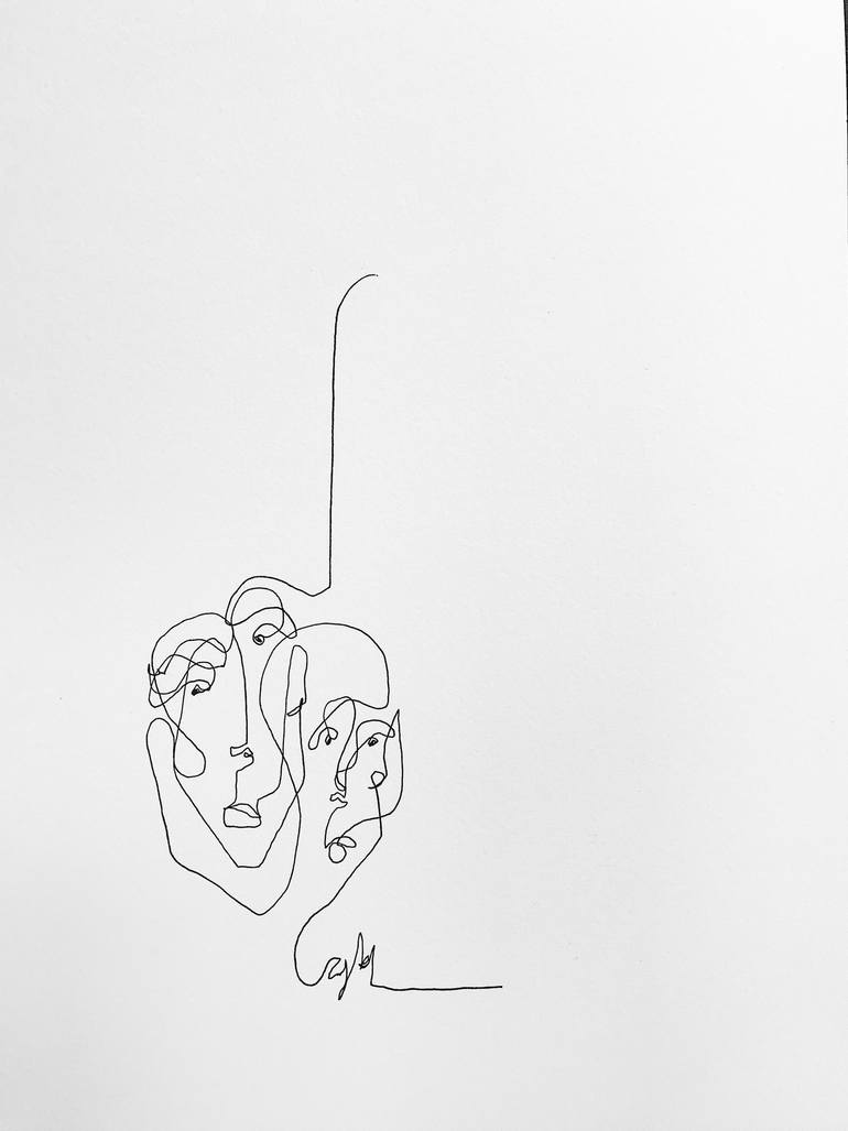 770x1027 One Long Line And Some Faces Drawing By Carly Kuhn Saatchi Art - One Line Sketch