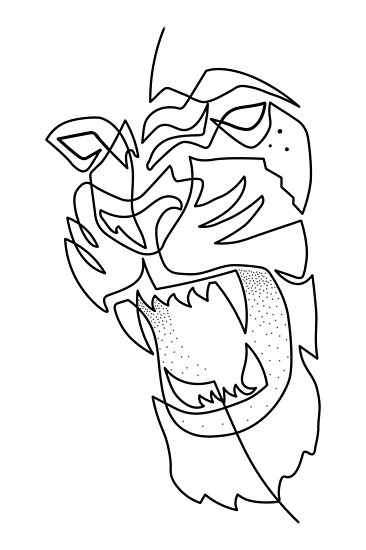 366x550 Tiger Drawing In One Line Posters By Catbydesign Redbubble - One Line Sketch