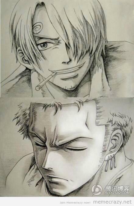 440x676 Zoro And Sanji - One Piece Sketch