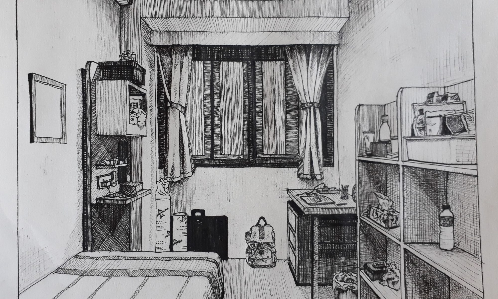 2000x1200 One Point Perspective Of My Room Yu Qing - One Point Perspective Room Sketch