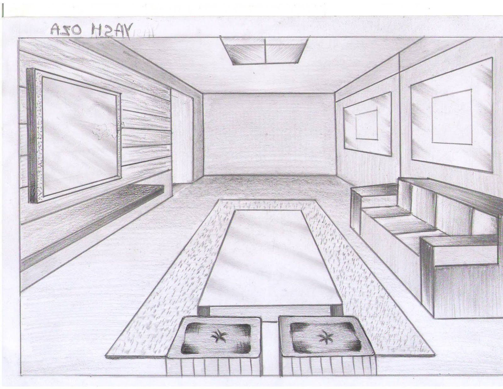 One Point Perspective Room Sketch At Paintingvalley Com