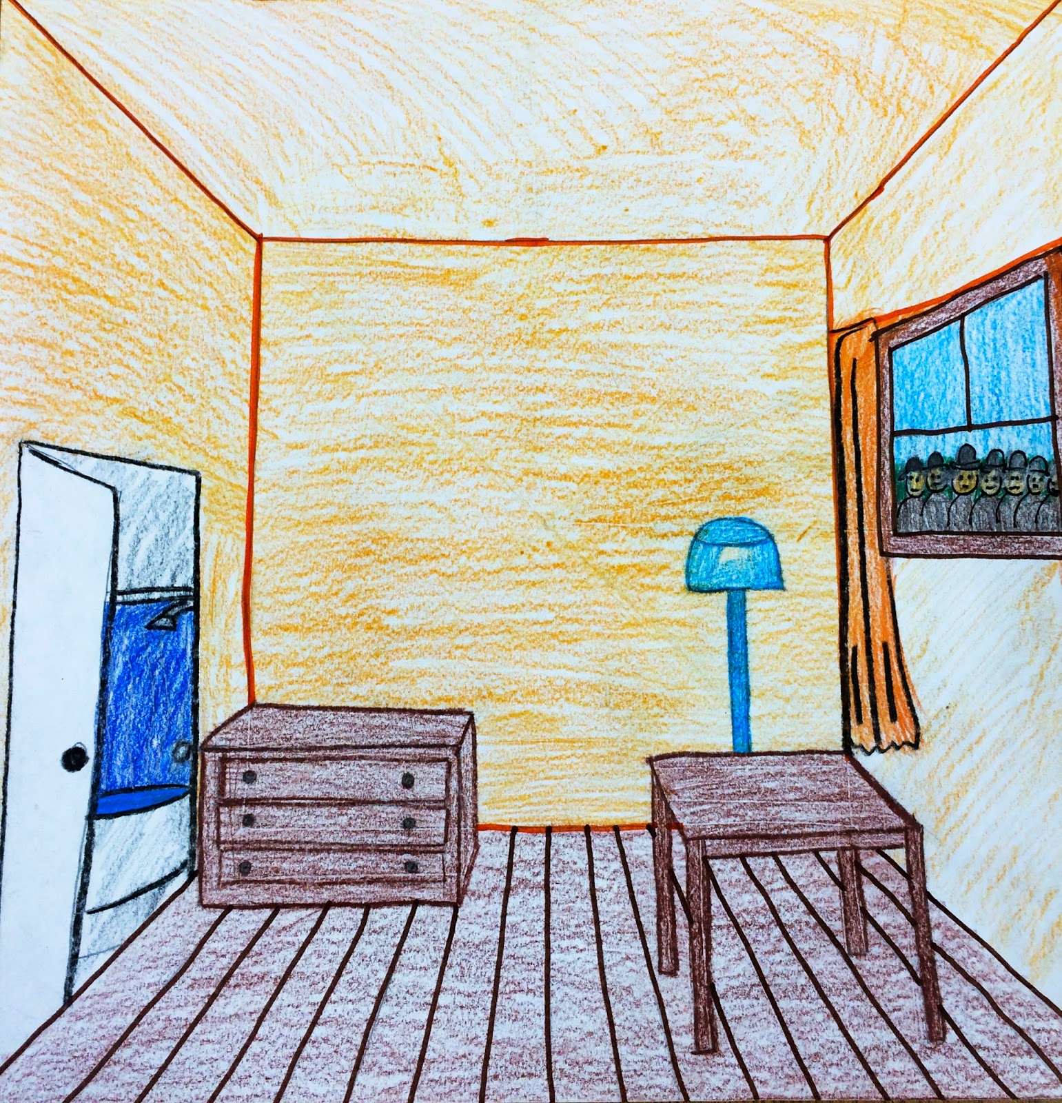 One Point Perspective Room Sketch at PaintingValley.com | Explore ...