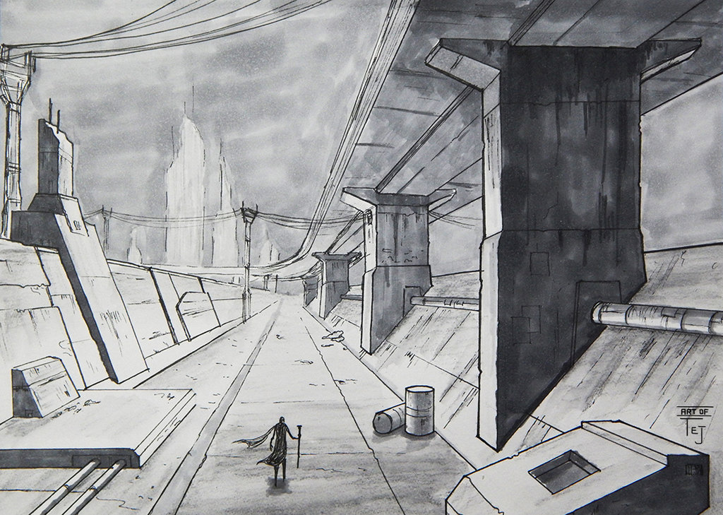 1024x729 One Point Perspective Sketch By Artoftej - One Point Perspective Sketches