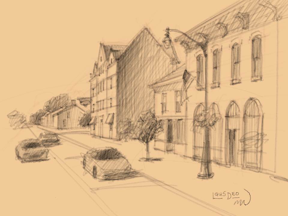 960x719 One Point Perspective Sketch Mark Willenbrink Artist, Author - One Sketch