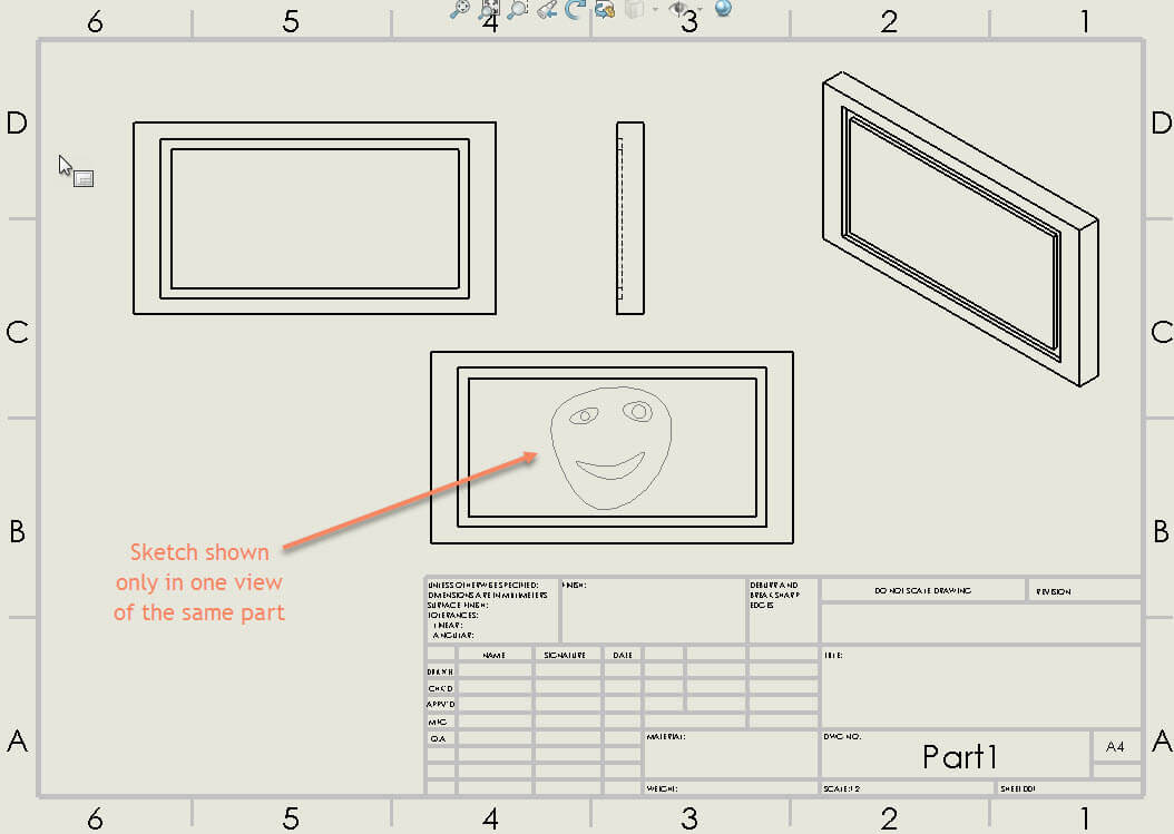 1054x749 Show Solidworks Sketch In A Specific Drawing View - Only Sketch