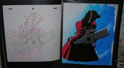 400x220 Trigun Op Anime Cel W Sketch Vash The Stampede W Gun! - Op Sketch