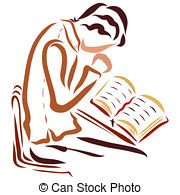 180x195 Open Bible On The Table, Cross, Sketch. - Open Bible Sketch