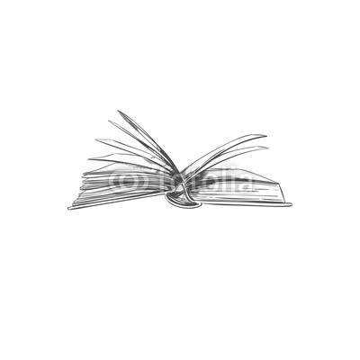 400x400 Open Book. Vector Hand Drawn Illustration In Sketch Style. Library - Open Book Sketch