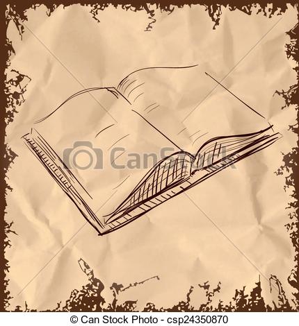 430x470 Open Book Icon Isolated On Vintage Background. Hand Drawing Sketch - Open Book Sketch
