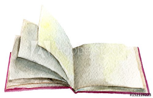 500x321 Watercolor Sketch Of Open Book Isolated On White Background - Open Book Sketch