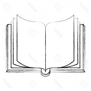 300x300 Concept Of Reading Open Book With Dragon Lock Vector Clipart - Open Book Sketch