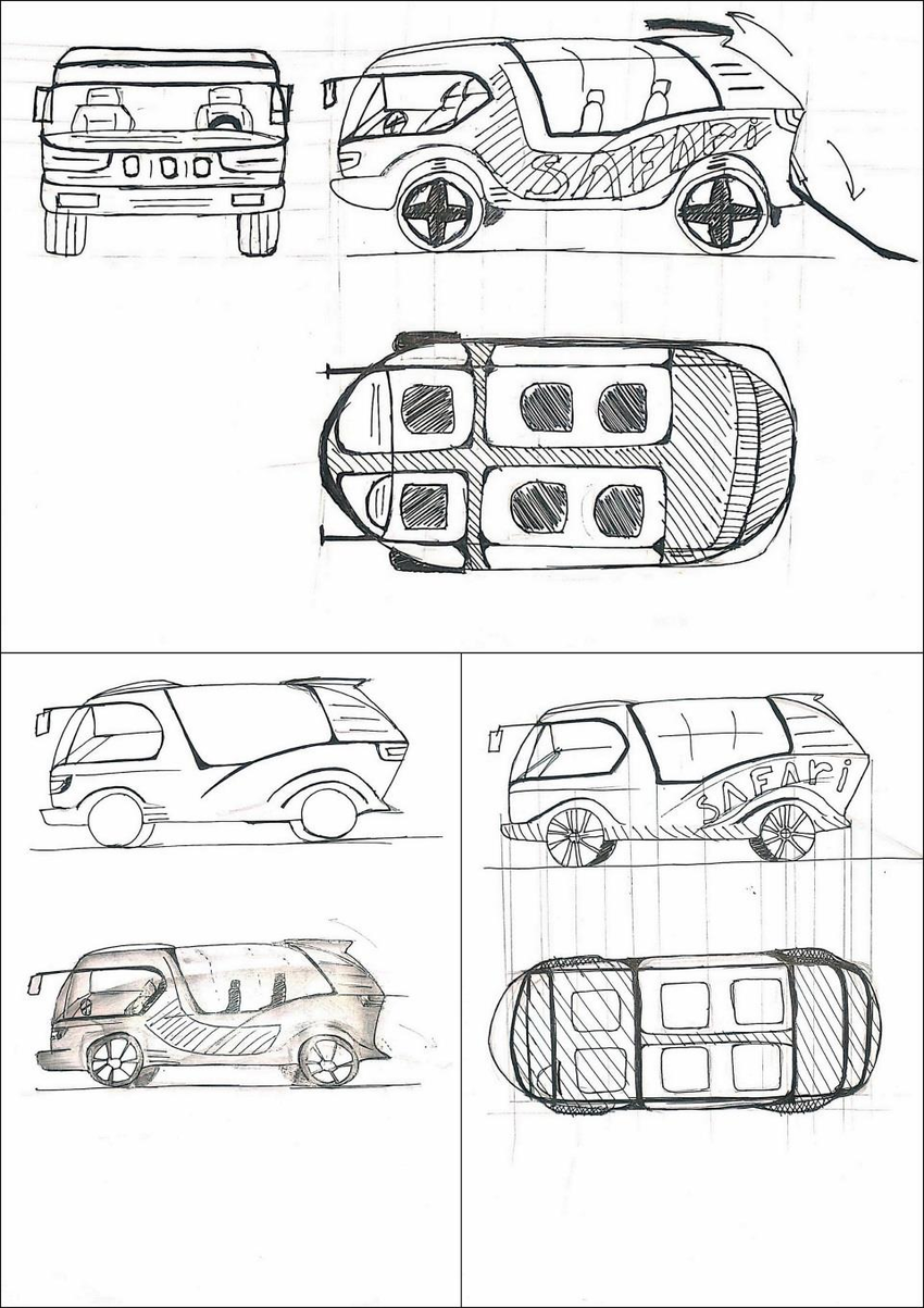 850x1203 Final Sketch For Safari Type Minivan Of All Sides With Open Of - Open Door Sketch