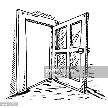 416x416 Open Door Drawing Premium Clipart - Open Door Sketch