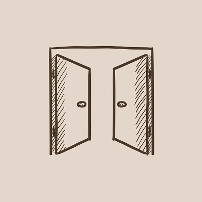 416x416 Open Doors Sketch Icon Premium Clipart - Open Door Sketch