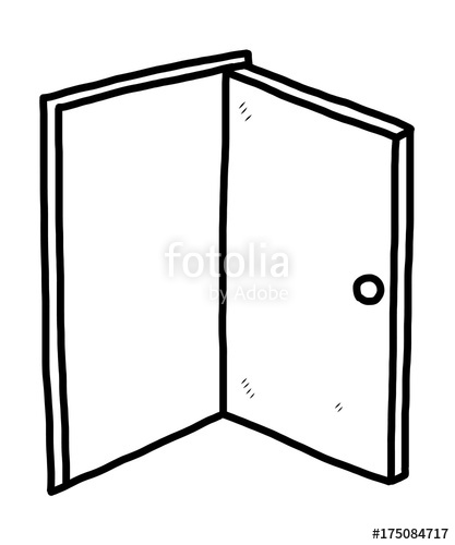 417x500 Open Door Cartoon Vector And Illustration, Black And White, Hand - Open Door Sketch